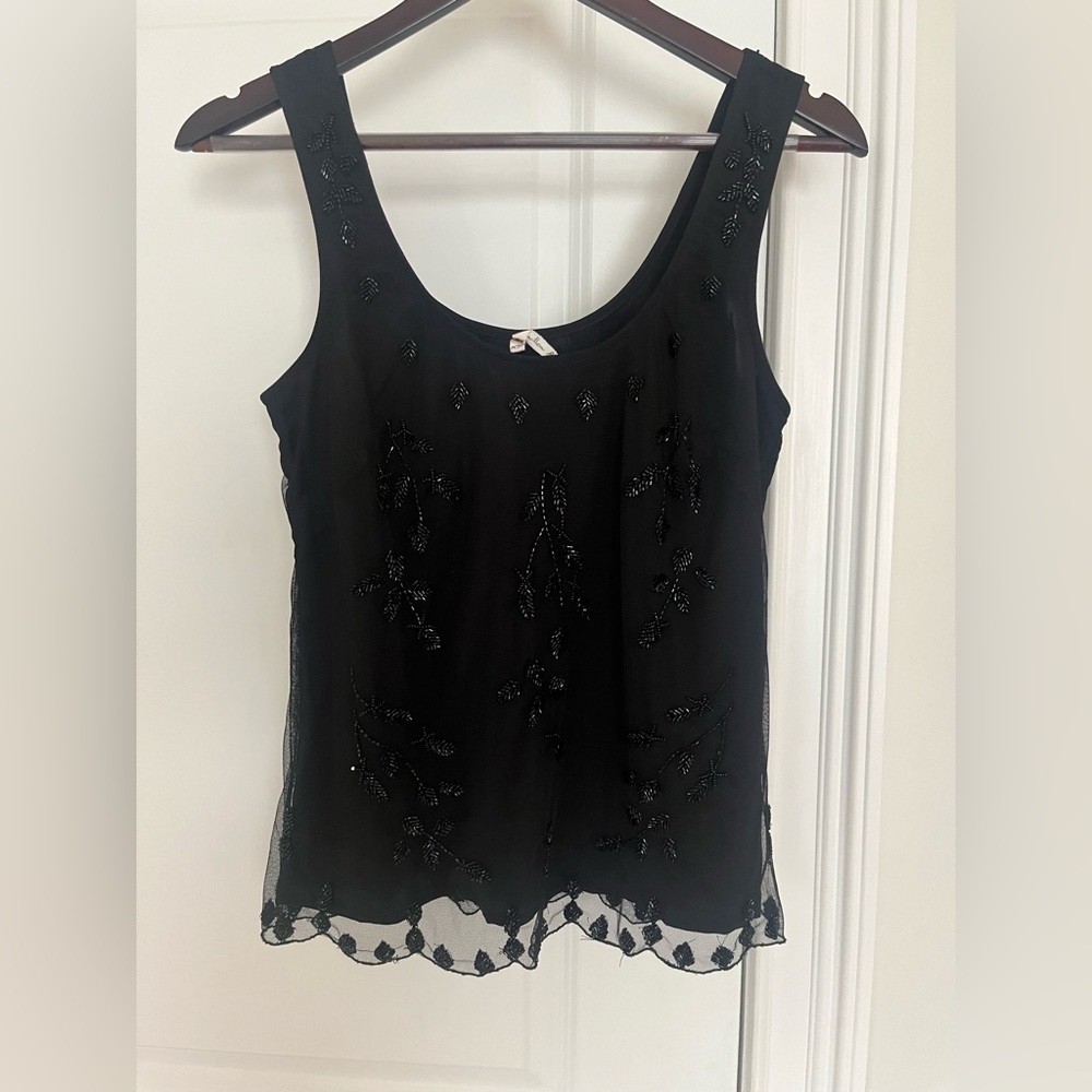 WILLOW AND CLAY BEADED TANK TOP Sz. XS BLACK